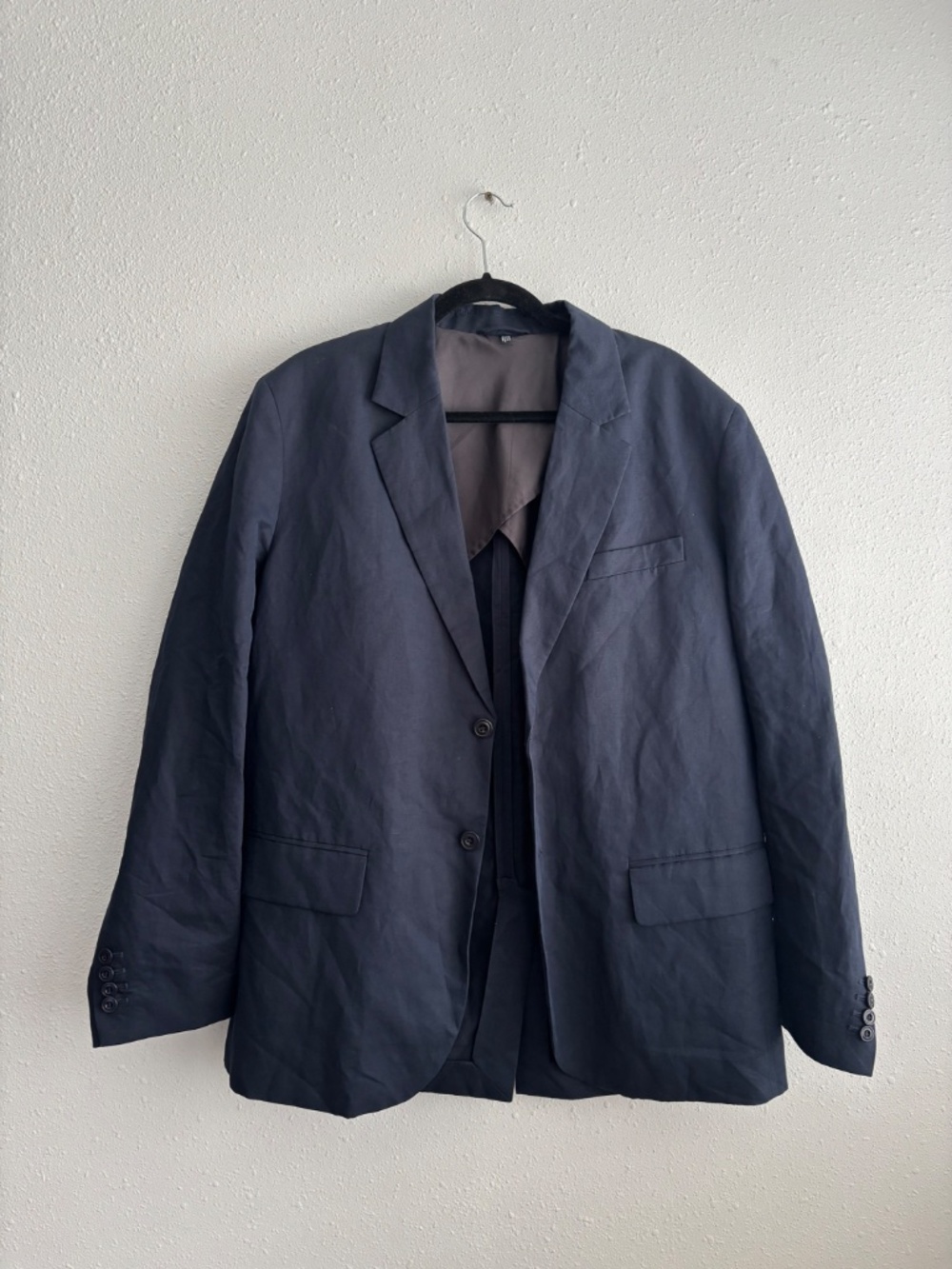 COS Men's Navy Blue Linen/Cotton Blend Single Breasted Blazer 40R
